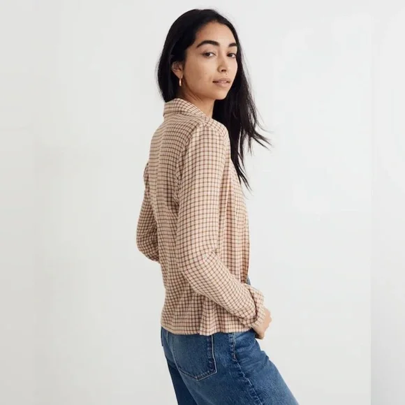 Madewell Crinkle Slim Button-Up Shirt in Plaid - Picture 2 of 6